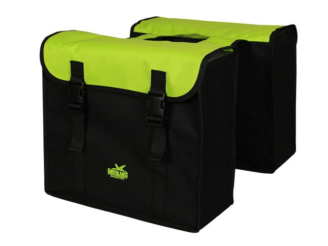 Greenlands double bag, black-green. size 38x34x13cm. total capacity 35L