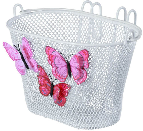 basil jasmin butterfly - children's bicycle basket - front or back - white