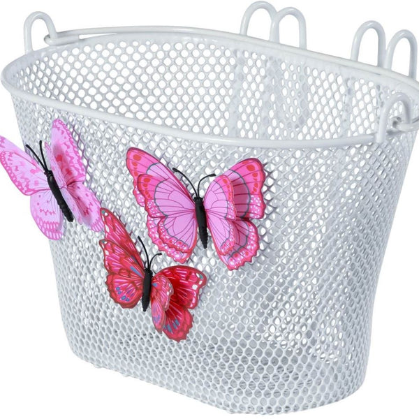 basil jasmin butterfly - children's bicycle basket - front or back - white