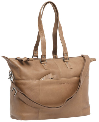 New Looxs laptoptas leer Verla cognac 21 liter