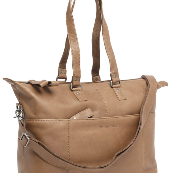 New Looxs laptoptas leer Verla cognac 21 liter