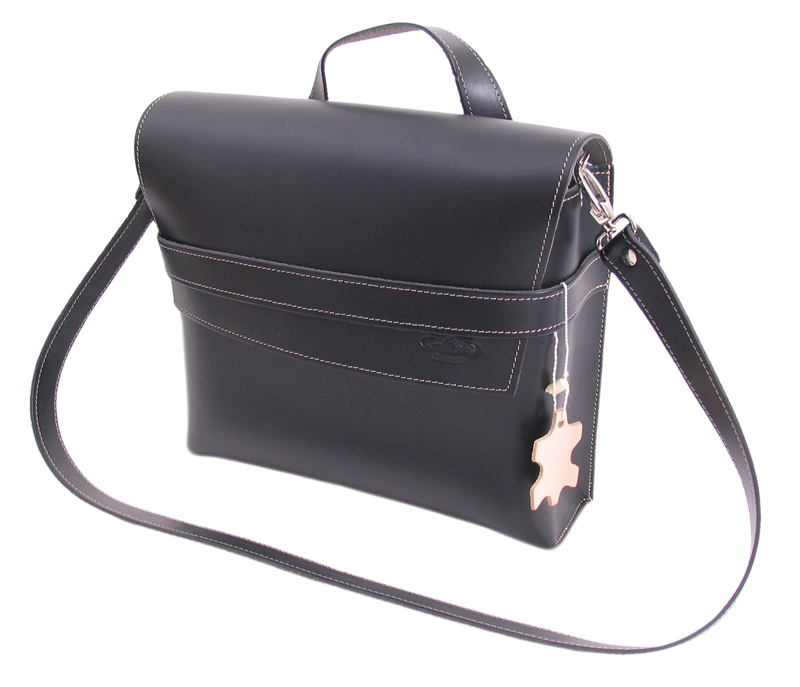 Afbeelding laden in galerijviewer, Monte Grappa Fietstas leer 7,5 liter 30 x 10 x 25 liter zwart
