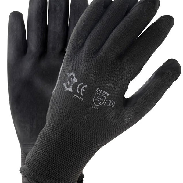 Workshop assembly glove Large - black nylon with PU coating