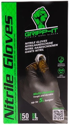 Gripp-it handschoenen nitril l - doos à 50 stuks - zwart