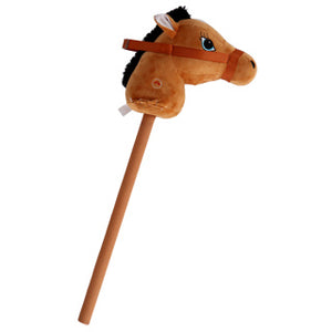 Pluchiez stokpaardje pluche 70 cm bruin speelgoed paard.