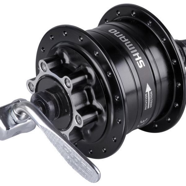 Dynamon hub 36 holes Shimano HD-3D32 3 Watt - for 6-bolt brake disc - quick release - black