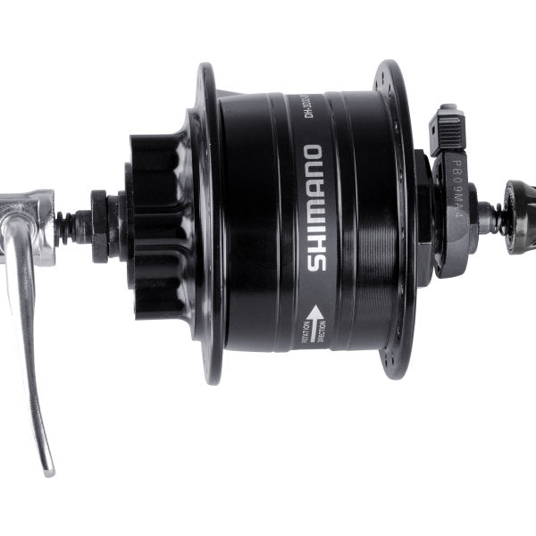 Dynamon hub 36 holes Shimano HD-3D32 3 Watt - for 6-bolt brake disc - quick release - black