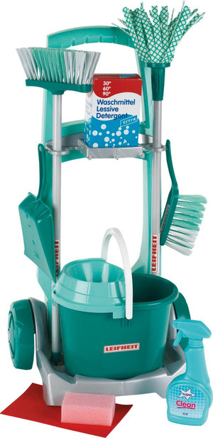 Klein toys leifheit speelgoed schoonmaaktrolley - incl. schoonmaak accessoires - turquoise