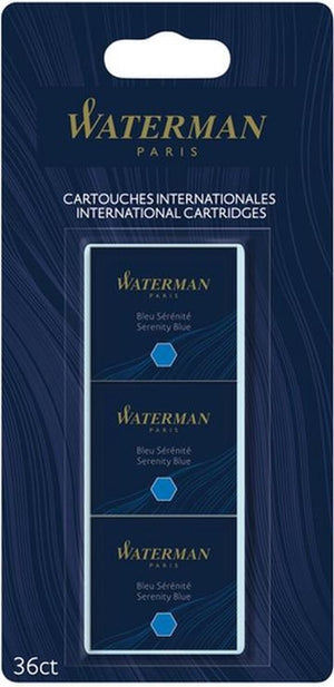 Waterman -inktpatronen | standaard formaat | serenity blue (verpakking van 36 stuks)
