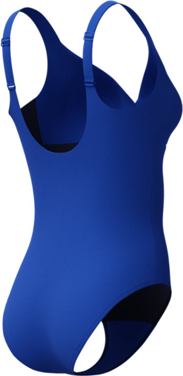 Speedo shaping cross knot 1 piece dames sportbadpak - corrigerend badpak dames - zwempak dames met uitneembare cups - sportbadpak dames met hartvormige halslijn en verstelbare bandjes - blauw - 36
