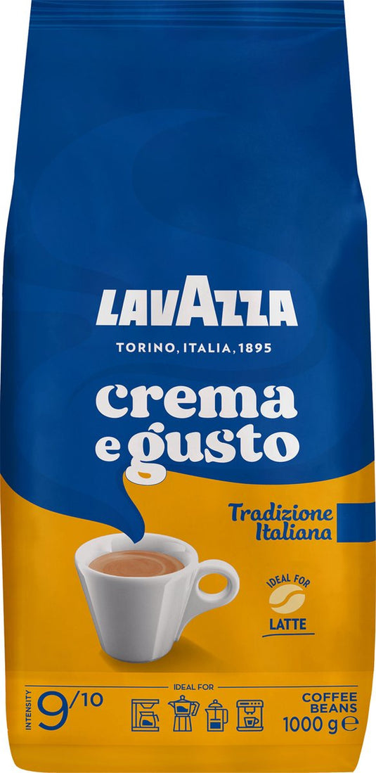 Lavazza crema e gusto tradizione koffiebonen - koffie blend van robusta en arabica bonen - intensiteit 9 10 - 1 kg