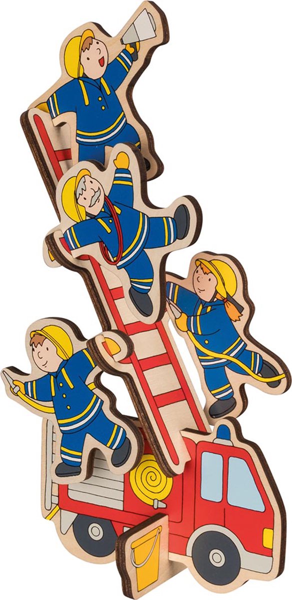 Load image into Gallery viewer, Goki puzzel: de brandweer 30x21x0,8cm, 9-delig, hout, puzzelstukjes blijven rechtop staan, 2+
