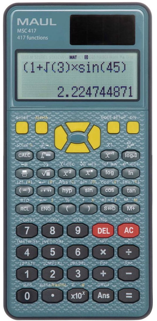 Maul wetenschappelijke bureaurekenmachine msc 417 lcd-scherm solar batterij 16.1 x 8.5 x 2.1 cm zwart