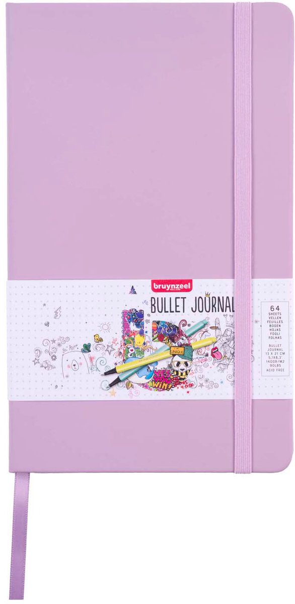 Load image into Gallery viewer, Bruynzeel bullet journal lila notitieboek 13x21cm 140g m² creatief.
