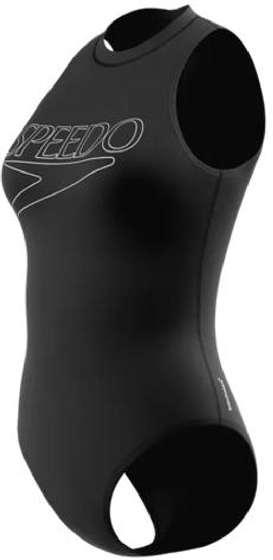 Speedo endurance+ logo hydrasuit 1 piece dames sportbadpak - kleurvast badpak dames - chloorbestendig zwempak dames - sportbadpak dames met ritssluiting - zwart wit - 36