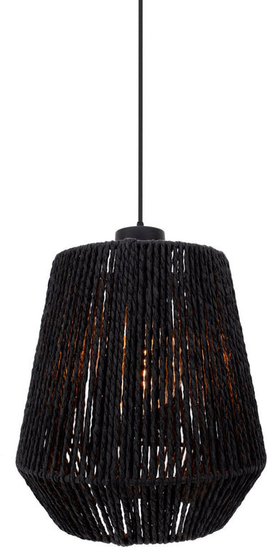 Eglo persley hanglamp - e27 - ø 22 cm - zwart - papier