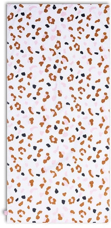 Swim essentials - strandlaken - 135 x 65 cm- handdoek - luipaardprint - 100% katoen - kaki