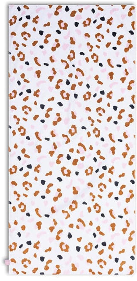 Swim essentials - strandlaken - 135 x 65 cm- handdoek - luipaardprint - 100% katoen - kaki