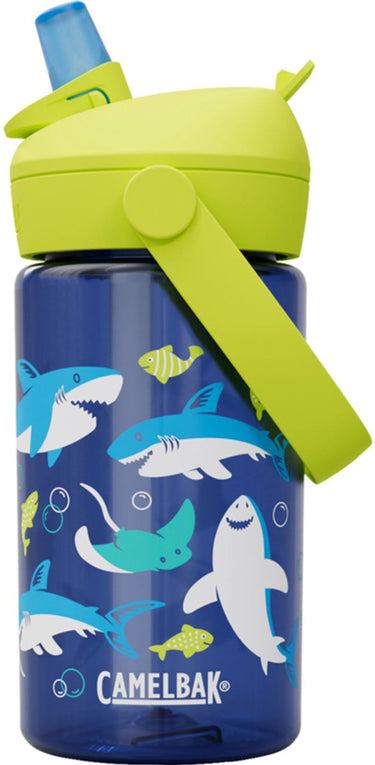 Camelbak thrive flip straw drinkfles kids - 400 ml - met rietje - waterfles - blauw (sharks and rays)