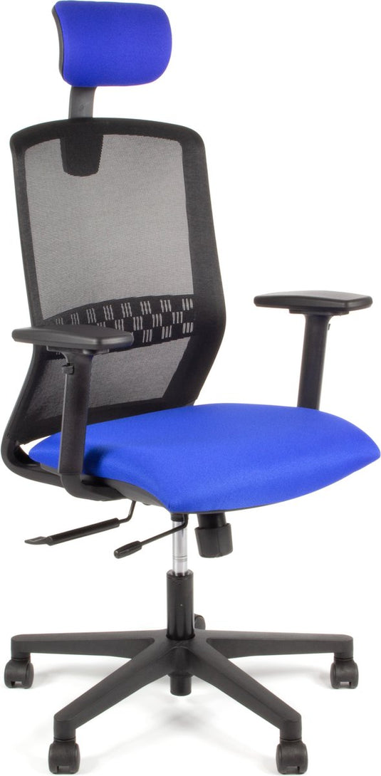 Linea tekna 01 pt - bureaustoel - ergonomisch en1335 - met hoofdsteun - multi verstelbaar- zwart blauw