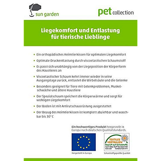 Sun garden buddy orthopedisch hondenkussen 72x50x8cm lichtgrijs gemeleerd