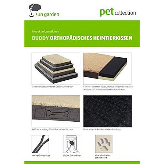 Sun garden buddy orthopedisch hondenkussen 120x72x10cm beige gemeleerd