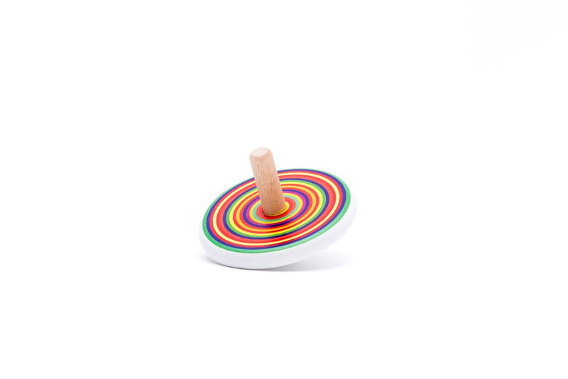 Load image into Gallery viewer, Bajo houten tol met cirkels. 7x7x5,7 cm.
