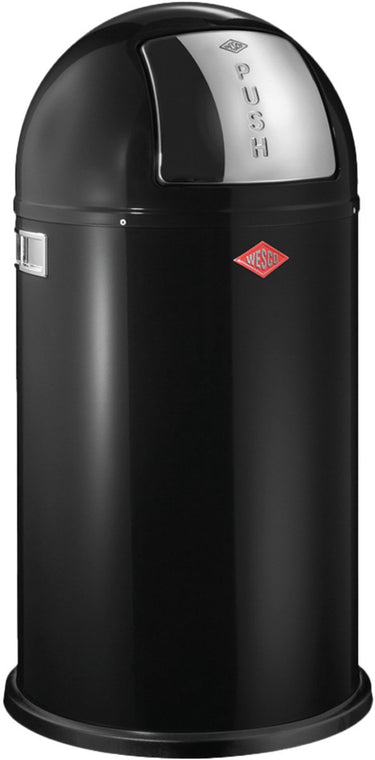 Wesco pushboy prullenbak | 50 liter | metaal - zwart | vuilnisbak - made in germany