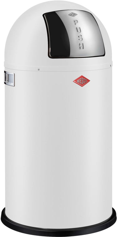 Wesco pushboy prullenbak | 50 liter | metaal - mat wit | vuilnisbak - made in germany