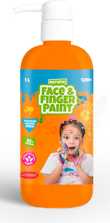 Natural face fingerpaint fles met pompje - oranje, 1l - schmink