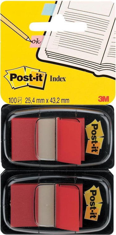 Post-it ® index duo pack rood - 25,4 x 43,2 mm - 50 tabs dispenser