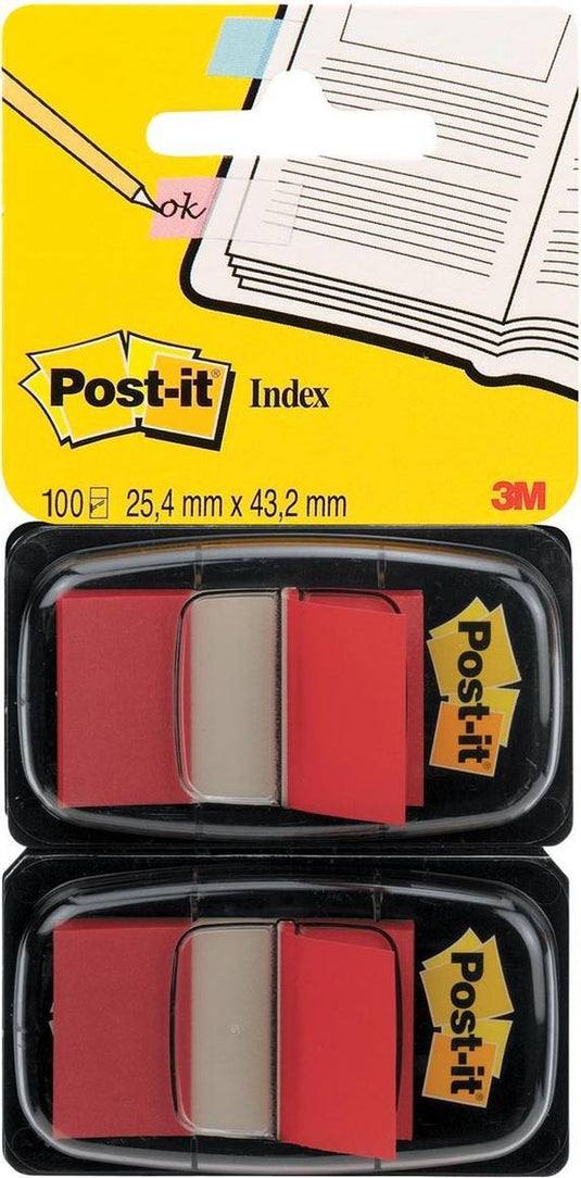 Post-it ® index duo pack rood - 25,4 x 43,2 mm - 50 tabs dispenser
