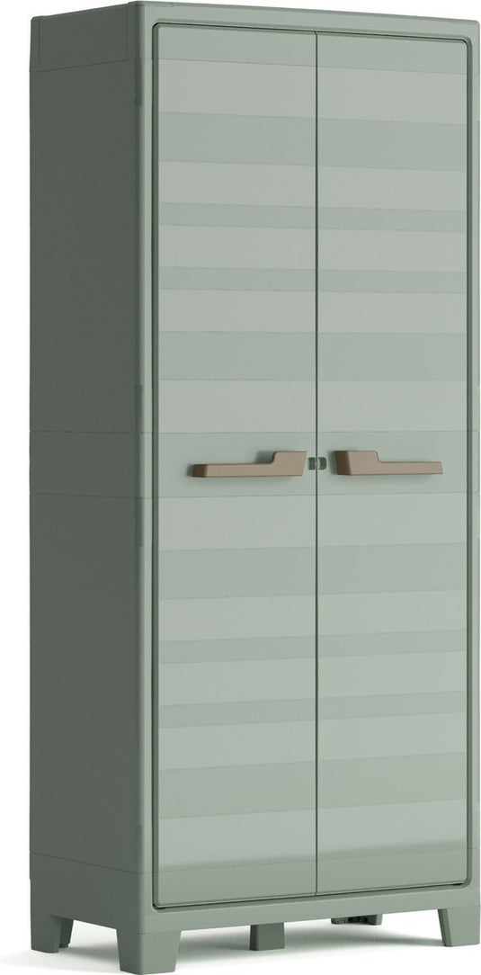 Keter planet outdoor opbergkast hoog - 3 planken - 80x44x182cm - grijs zwart