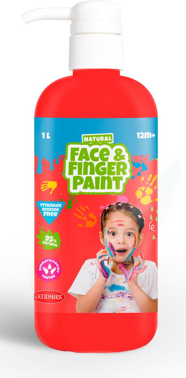 Natural face fingerpaint fles met pompje - rood, 1l - schmink