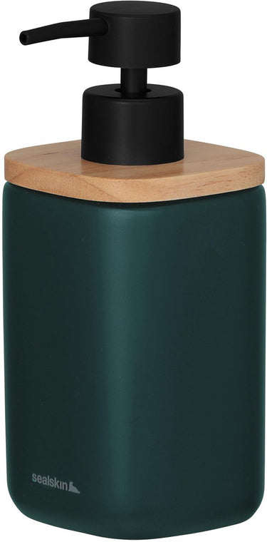 Sealskin mind - zeepdispenser 200 ml - zeeppompje vrijstaand - fsc - houtlook donkergroen
