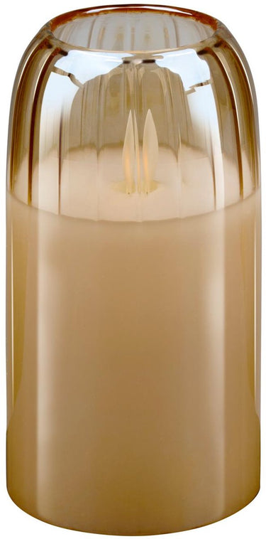 Arti casa led kaars in pot - bewegende vlam - timer 6 uur - 7,5 x 15 cm - beige