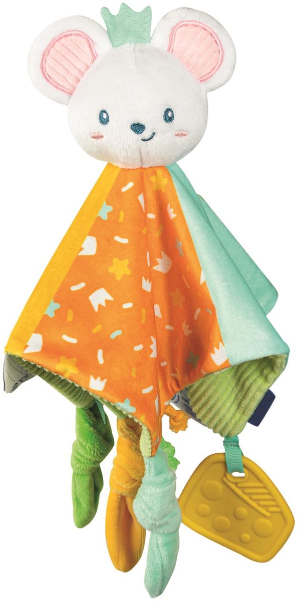 Load image into Gallery viewer, Clementoni knuffeldoekje muis soft cuddles - knuffeldoek met strikjes - wasbaar kraamcadeau jongen of meisje - baby comforter vanaf 0 maanden
