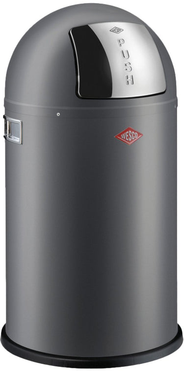 Wesco pushboy junior prullenbak | 22 liter | metaal - grafiet | vuilnisbak - made in germany