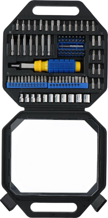 Kinzo doppenset bitset - 99-delig - 1 4 - ratelschroevendraaier - 11 doppen - 84 bits - gereedschapskoffer - staal