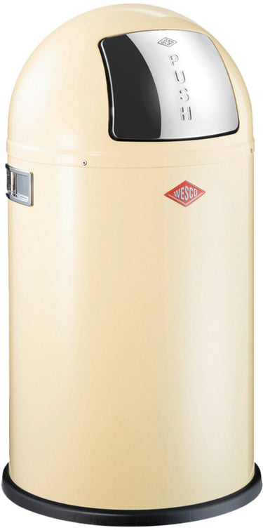Wesco pushboy junior prullenbak | 22 liter | metaal - amandel | vuilnisbak - made in germany