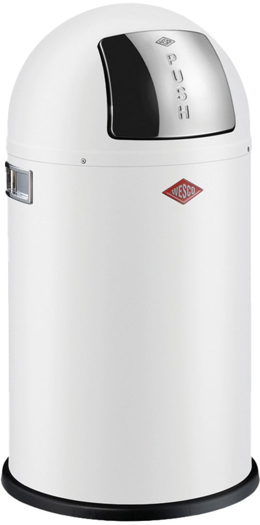 Wesco pushboy junior prullenbak | 22 liter | metaal - mat wit | vuilnisbak - made in germany