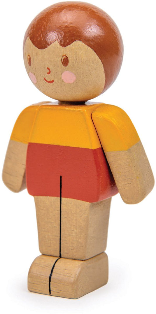 Tender leaf poppenhuis popje jongen - caramel familie houten speelgoed.