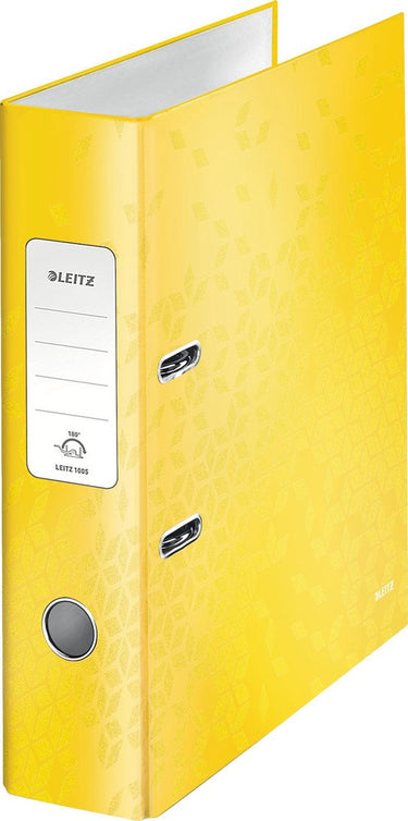 Leitz wow 180° duurzame ordner - capaciteit van 600 a4-vel - rugbreedte van 80 mm - geel