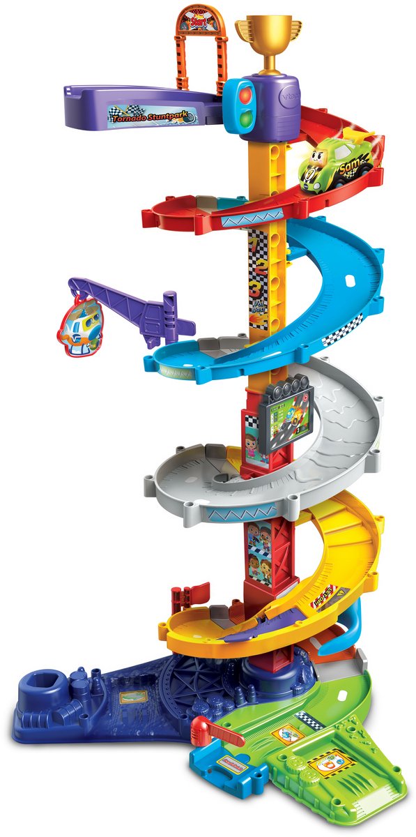 Afbeelding laden in galerijviewer, Vtech toet toet auto's tornado stuntpark - race toren autobaan met sam stuntauto - moedigt rollenspellen aan - cadeau - 1 tot 5 jaar
