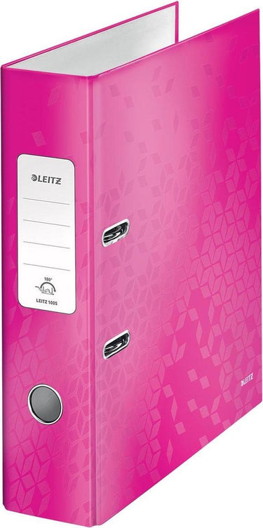Leitz wow 180° duurzame ordner - capaciteit van 600 a4-vel - 80mm - roze