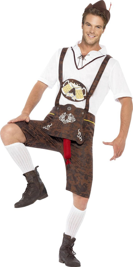 Vegaoo grappig oktoberfest beiers lederhosen kostuum voor mannen | maat m