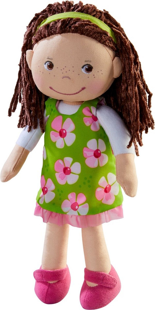 Haba knuffelpop coco groen roze 30 cm