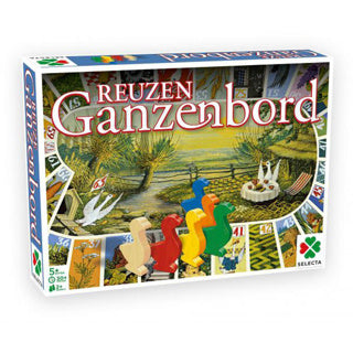 Selecta tactic reuze ganzenbord – klassiek bordspel in extra groot formaat – inclusief speelbord, houten ganzen en dobbelsteen – vanaf 5 jaar