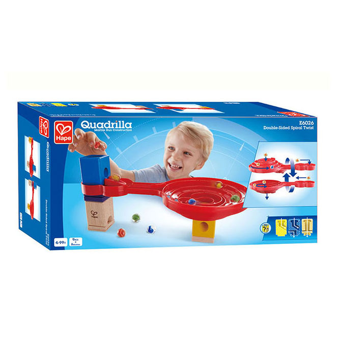 Load image into Gallery viewer, Hape quadrilla double-sided spiral twist knikkerbaan. 9dlg.

