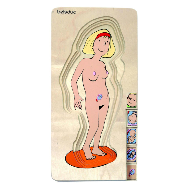 Load image into Gallery viewer, Beleduc houten lagenpuzzel zwangerschap
